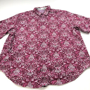 Robert Graham XXL Abstract Geometric Button Short Sleeve Collared Shirt Red